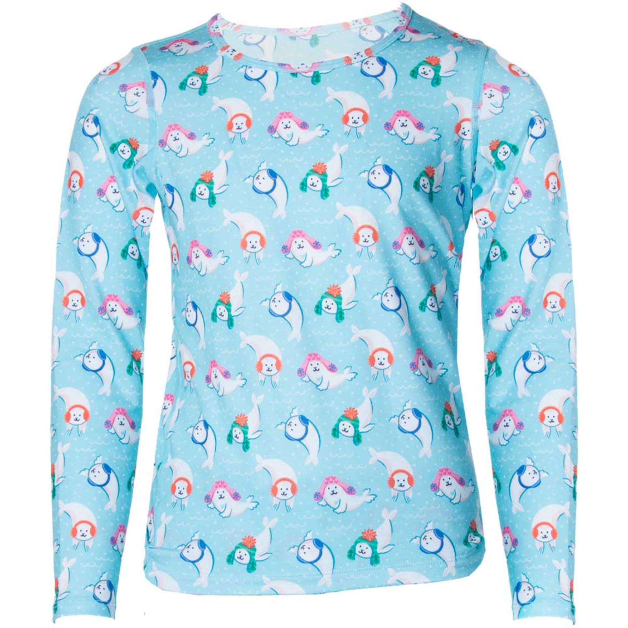 

Детская футболка с круглым вырезом и оригинальным принтом Hot Chillys, Winter Seals