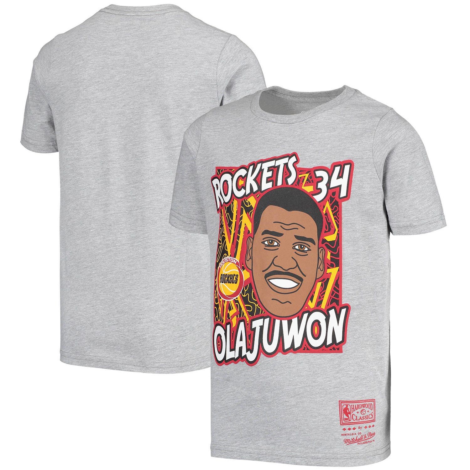 

Молодежная футболка Mitchell & Ness Hakeem Olajuwon Grey Houston Rockets Hardwood Classics King of the Court Player Футболка Unbranded