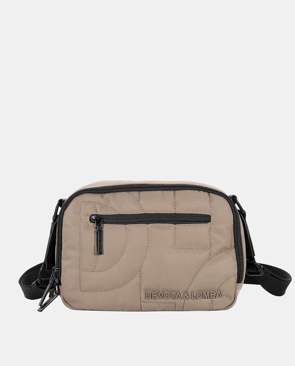 

Сумка через плечо из нейлона с мягкой набивкой среднего размера Devota & Lomba, серо-коричневый