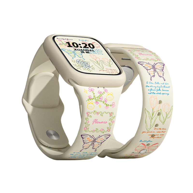 

IBOANN Часы Strap All Compatibility Silicone Material 49mm, Butterfly vintage white [strap + protective case]