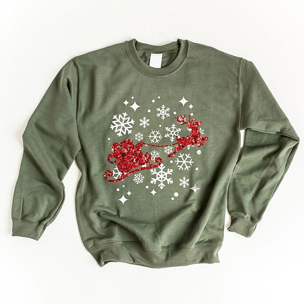 

Свитшот женский Santa sleigh glitter Simply Sage Market, Military