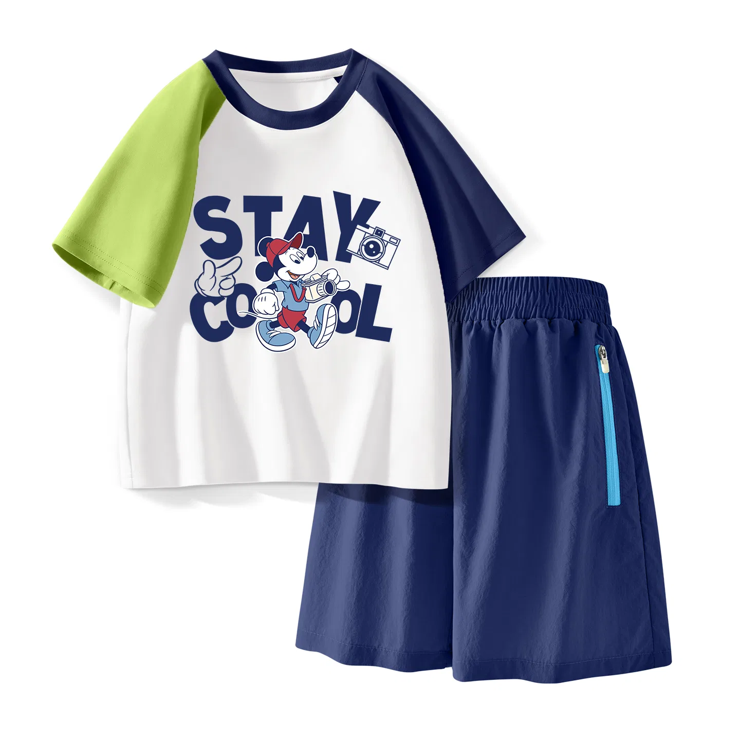 Детский спортивный костюм Casual Sportswear 2 Piece Set Disney, Di F Small Flower K Green Pink+Solid Color Mint Green — фото 3