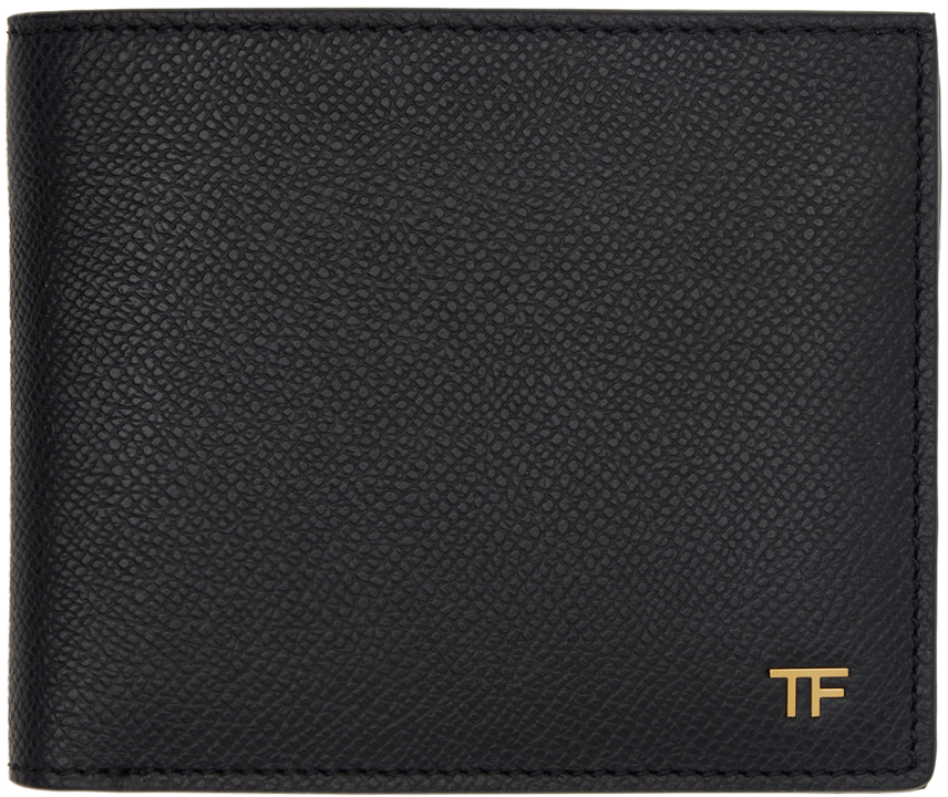

Кошелек из мелкозернистой кожи с двойным сложением TOM FORD, черный