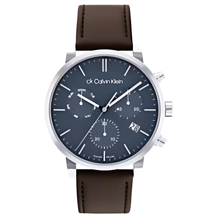 

Calvin Klein Часы Pattern Collection Wrist Watch Quartz Movement Leather Strap 42mm Blue Dial Men's Watch, Blue Dial