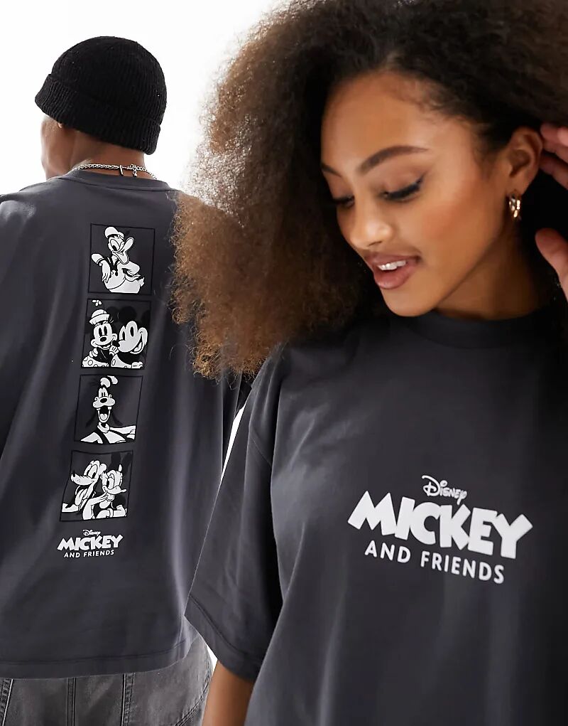 

Футболка унисекс оверсайз ASOS DESIGN Disney угольного цвета с принтом Микки и его друзей на спине