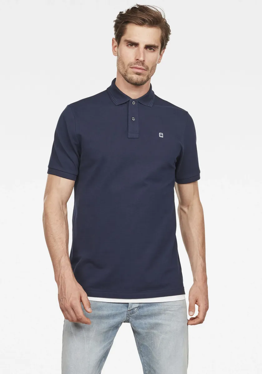 

Рубашка-поло G-Star RAW "Dunda Polo", вышивка логотипа на груди, цвет морской волны