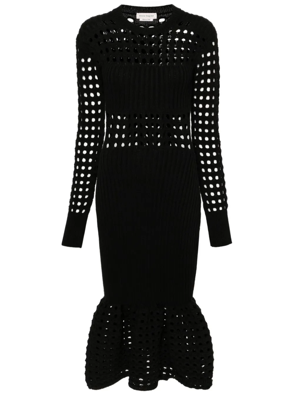 

Трикотажное платье миди Alexander McQueen, черный