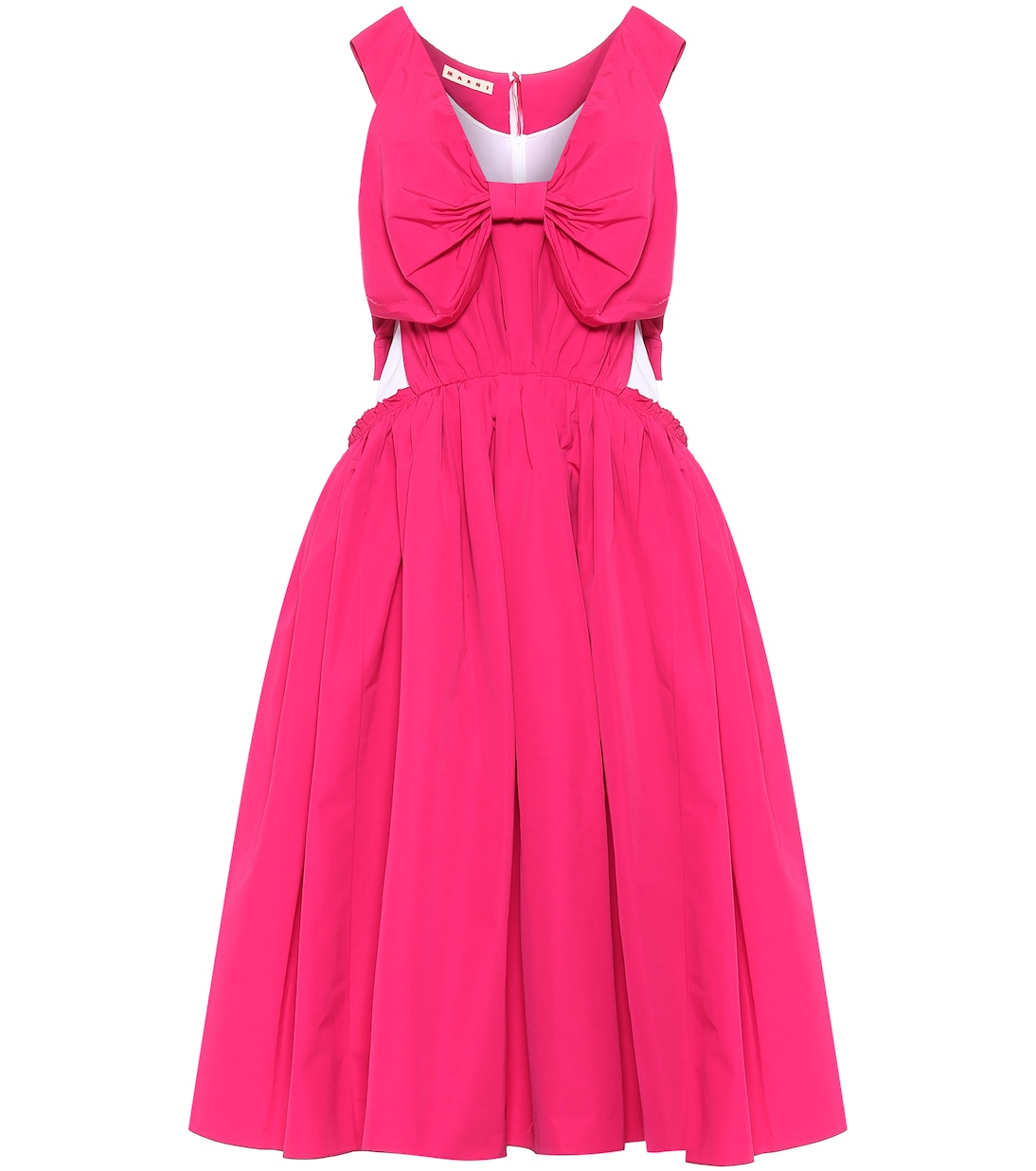 

Платье миди из смесового хлопка с отделкой бантом Marni, Starlight Pink