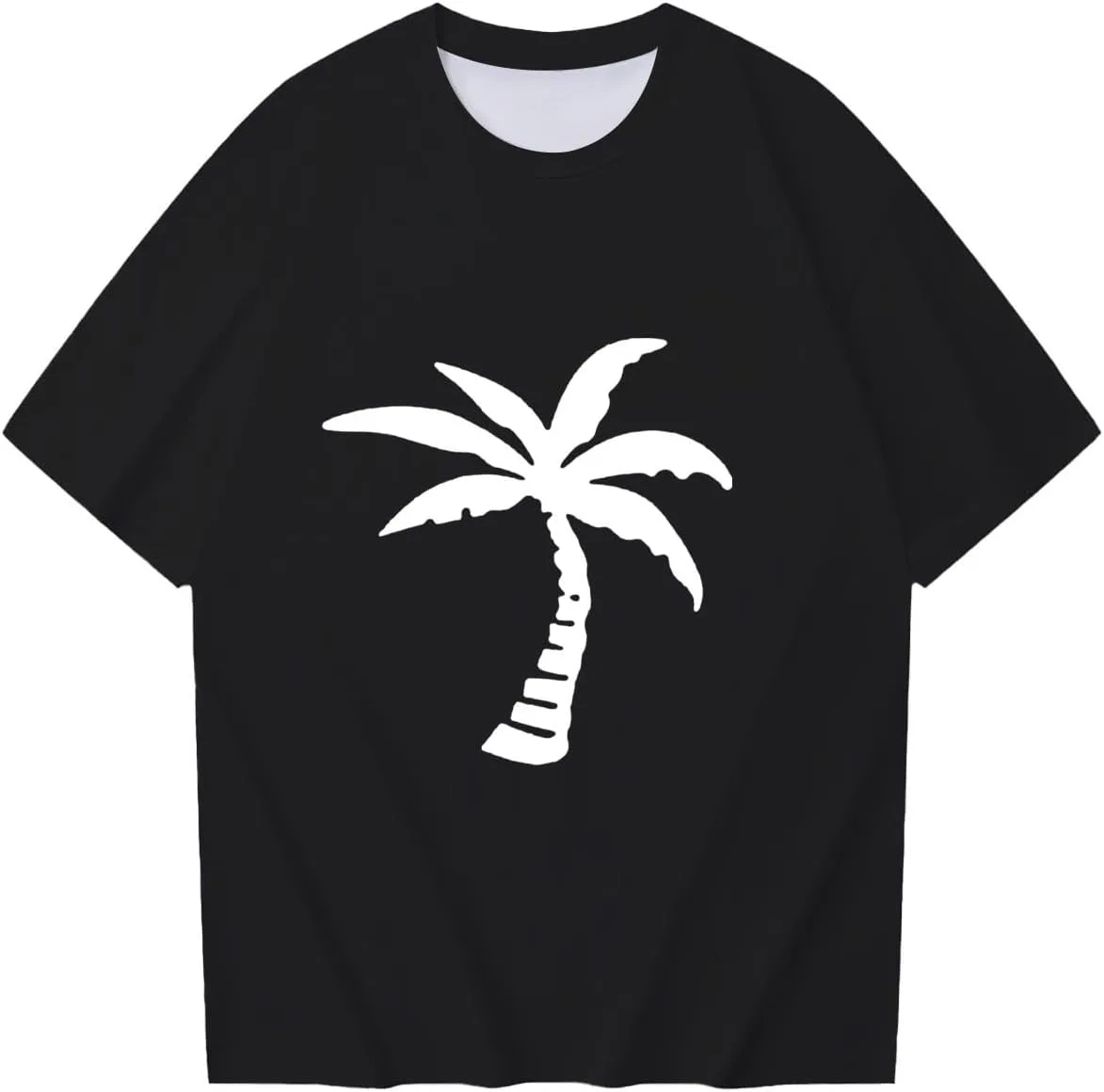 

Мужская футболка с принтом тропических пальм, летняя, свободного кроя, Plus Size