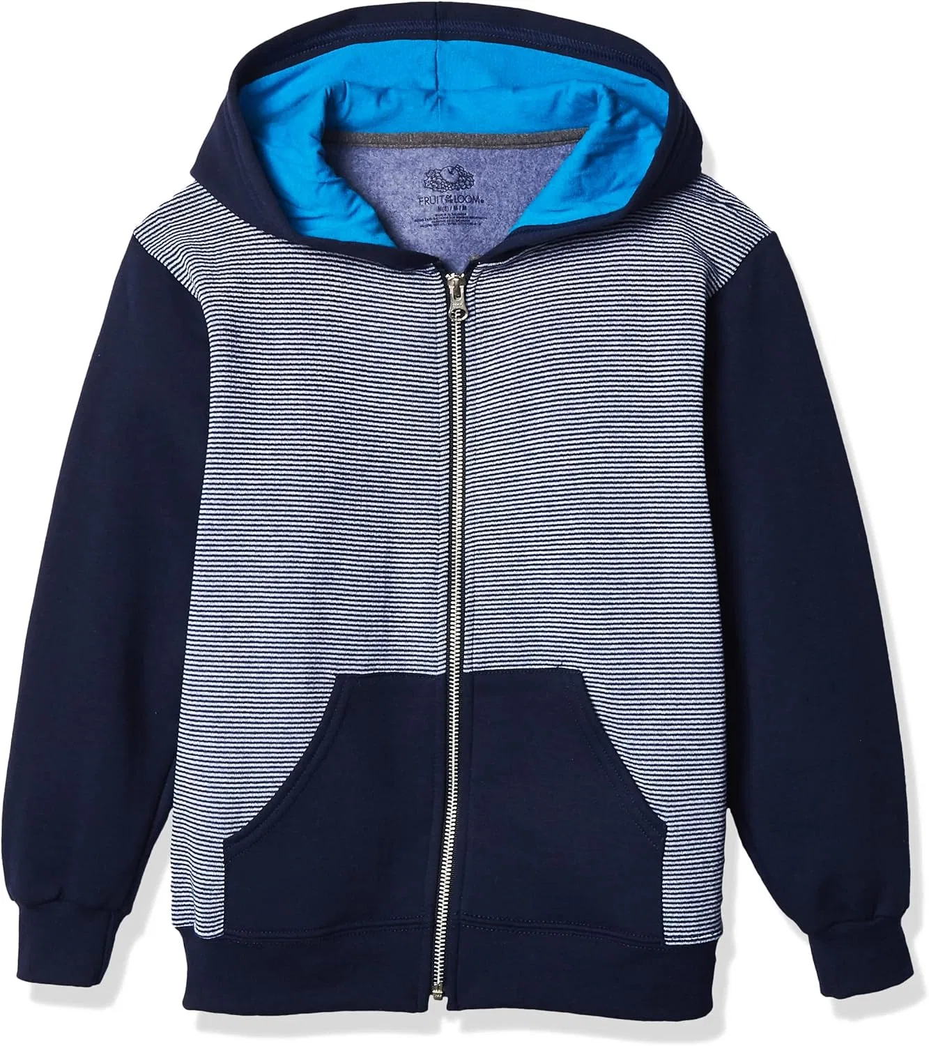 Толстовка Fruit of the Loom для мальчиков, Full Zip - Navy Stripe