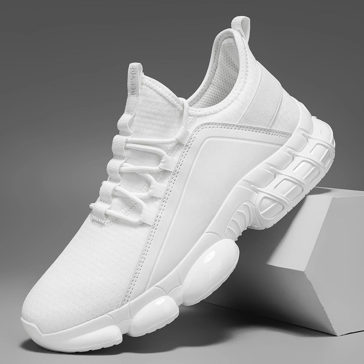 Мужские кроссовки для бега - легкие и дышащие кеды для спорта, прогулок и повседневной носки (разные цвета) Aoplus, белый — фото 4
