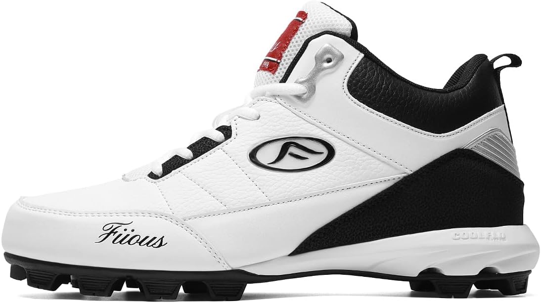 

Мужские бейсбольные бутсы черно-белые, высокие на шнуровке, с противоскользящими шипами, футбольные кроссовки для соревнований и тренировок, военные ботинки, бейсбольные кроссовки Fiiuos