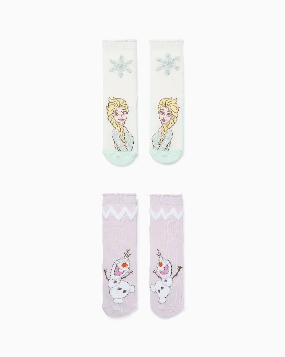 

Набор из 2 детских носков для девочки с противоскользящей подошвой и мотивом «Холодное сердце» Zippy, белый