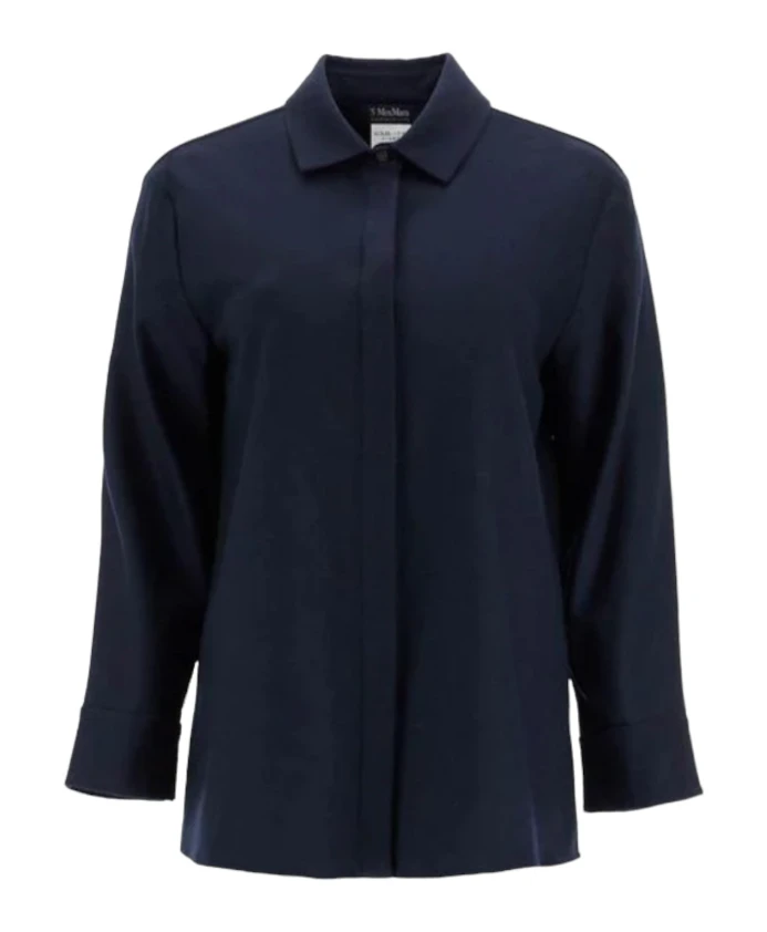

Рубашка кара из шерстяной фланели Max Mara, синий