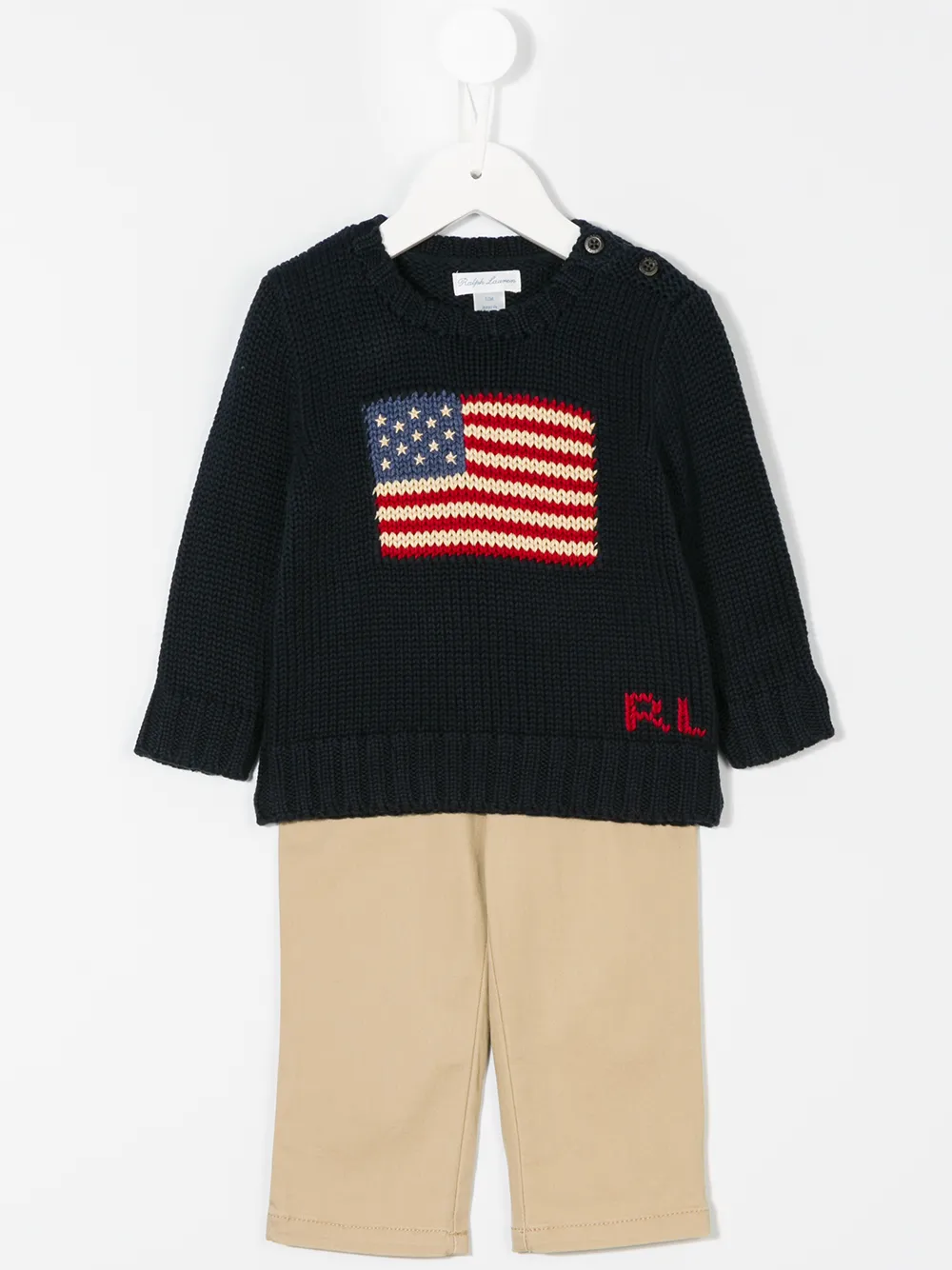 Вязаный свитер с логотипом POLO RALPH LAUREN KIDS, синий — фото 2