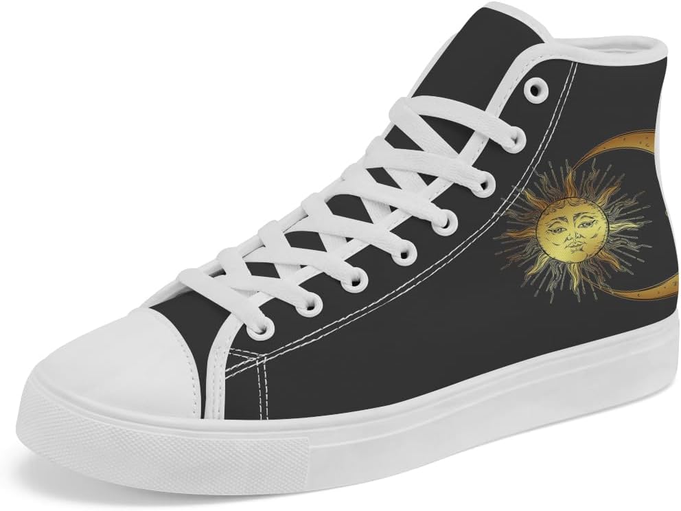 

Высокие кеды из холста Sun and Moon, высокие кроссовки на шнуровке, повседневная обувь для женщин и мужчин Chebing, 612 Gray