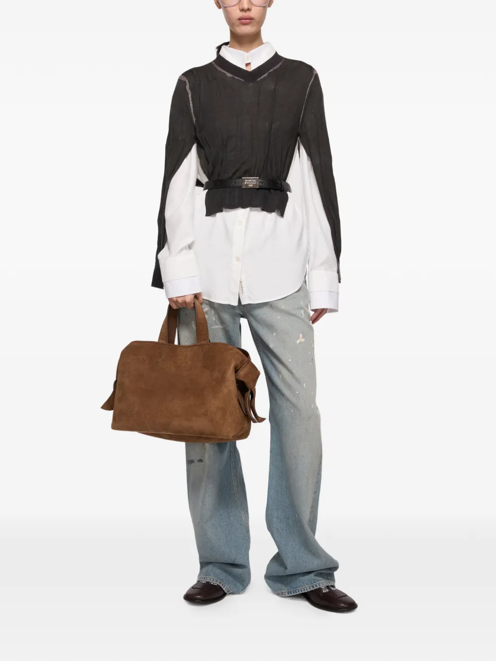 Сумка-тоут с узлом Musubi Acne Studios, коричневый — фото 2