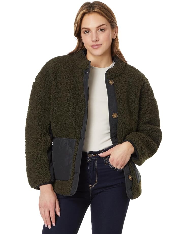 

Куртка Lucky Brand Reversible Mixed Media Faux Shearling, цвет Olive Multi