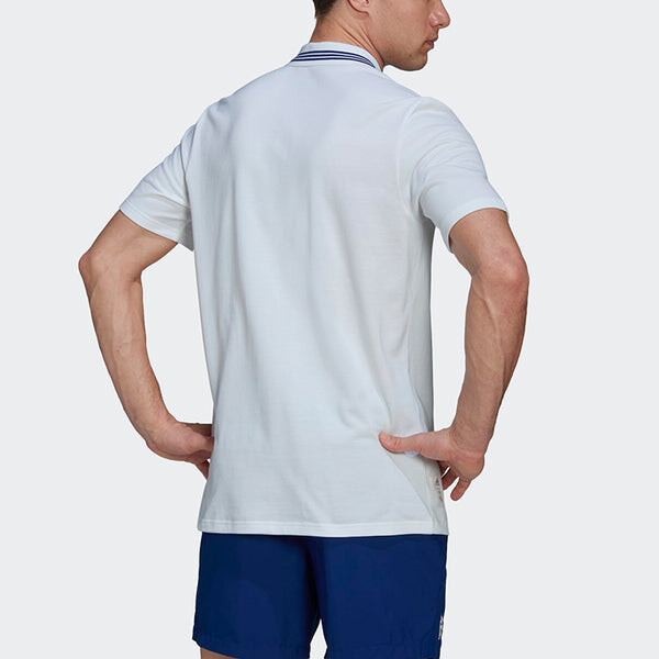 Футболка adidas real Madrid Solid Color Stripe Casual Short Sleeve Polo Shirt White, мультиколор — фото 3