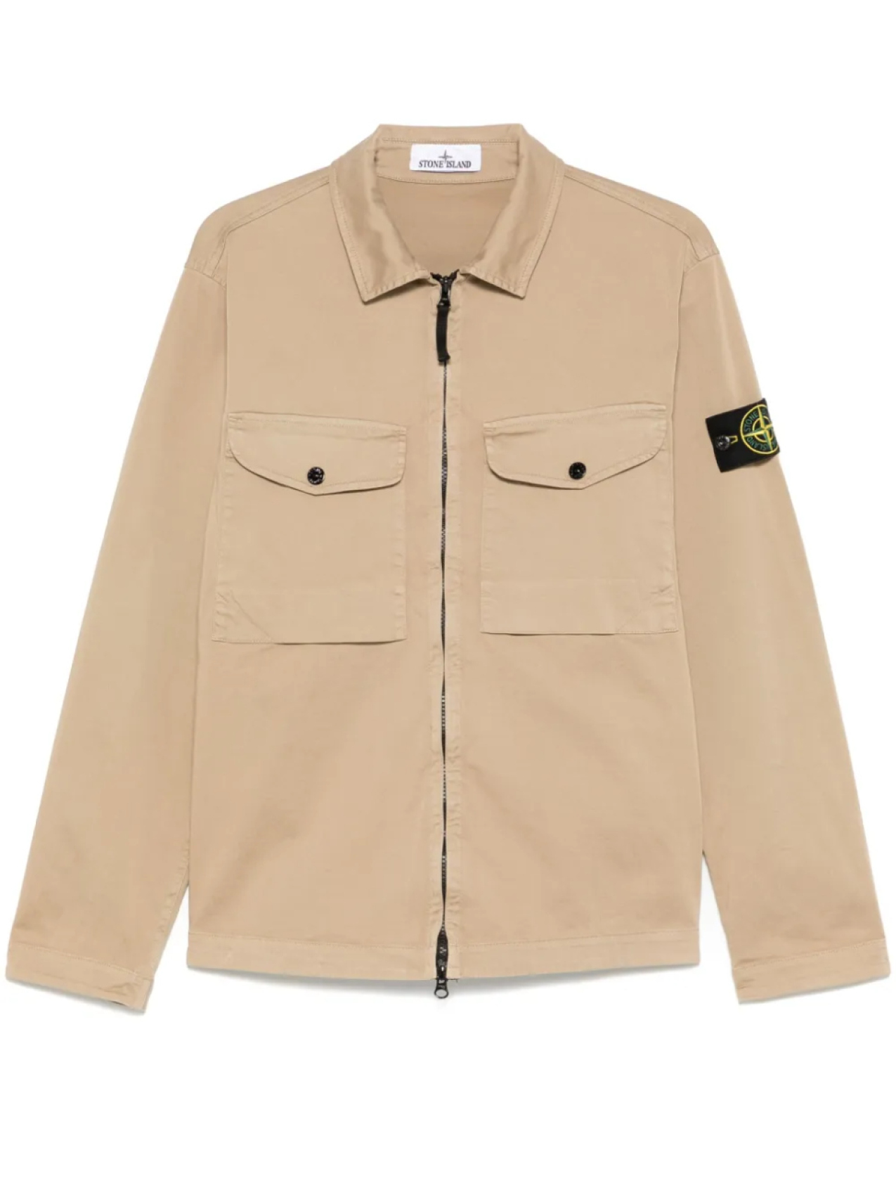 

Куртка-рубашка с значком компаса Stone Island, нейтральный