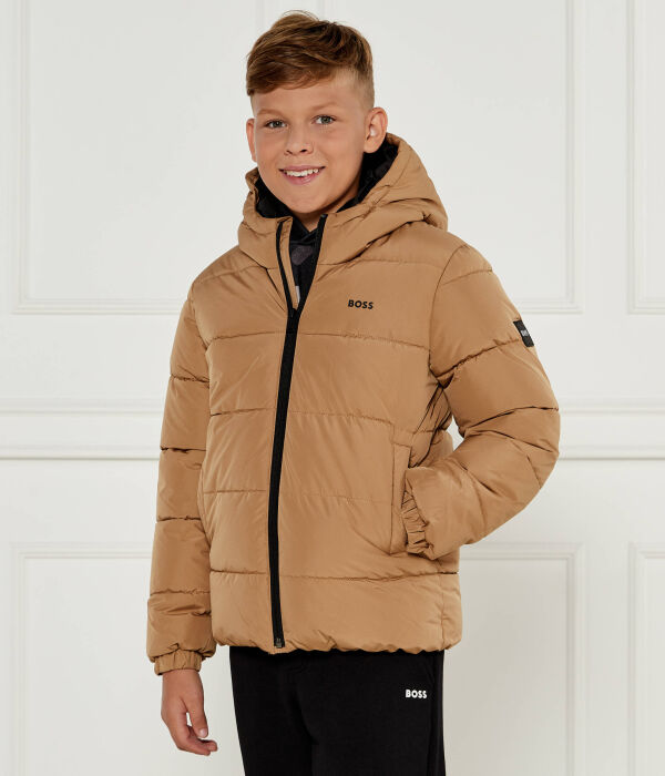 

Куртка детская Boss Kidswear стеганая с капюшоном, коричневый