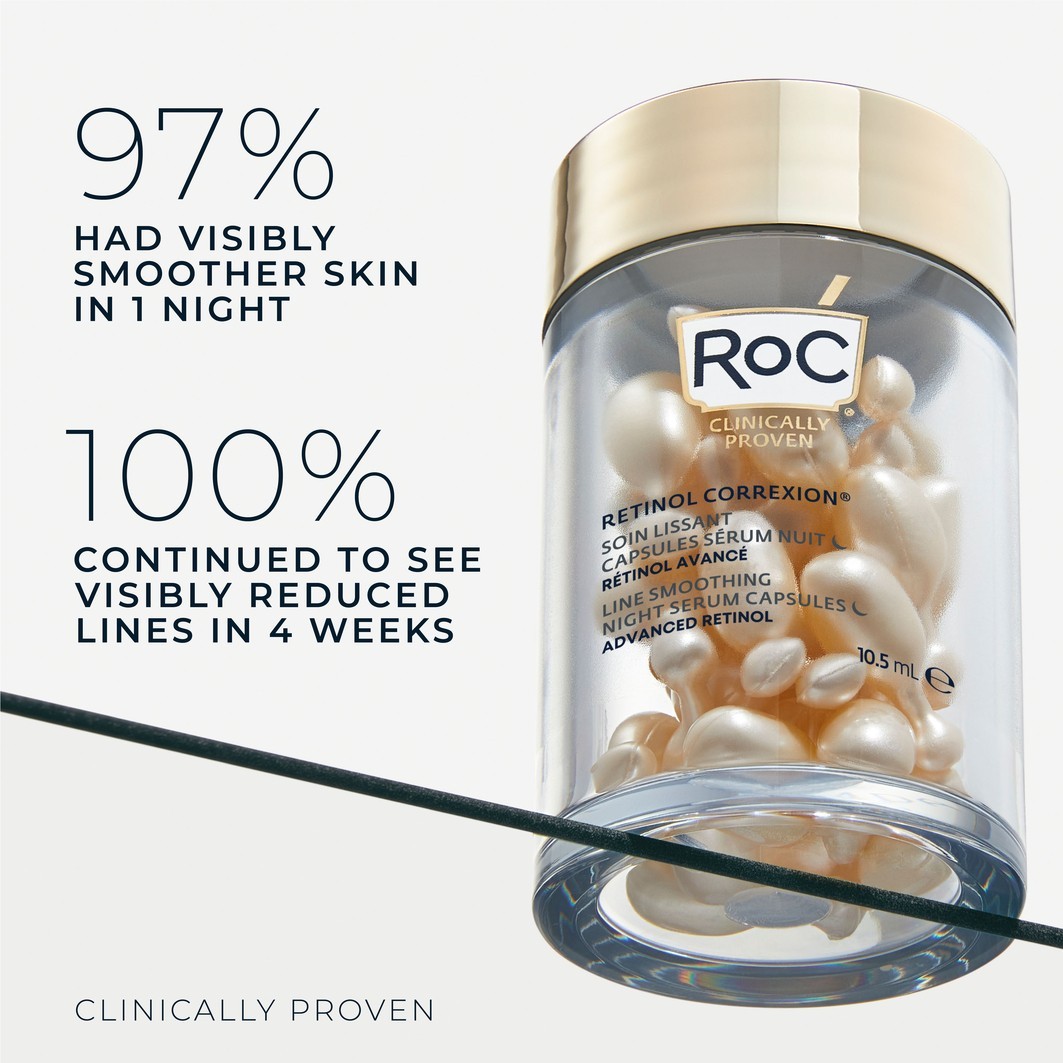 Сыворотка RoC — Для лица retinol correxion line smoothing night 30 capsules , количество — фото 4