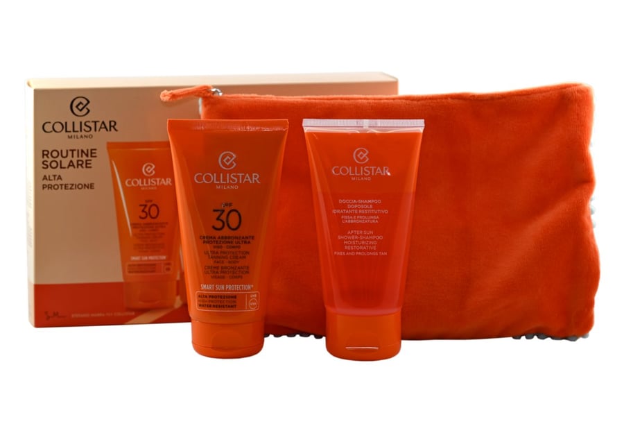 

Collistar, Косметический набор, солнцезащитный крем SPF 30 150 мл, гель для душа 150 мл, косметичка