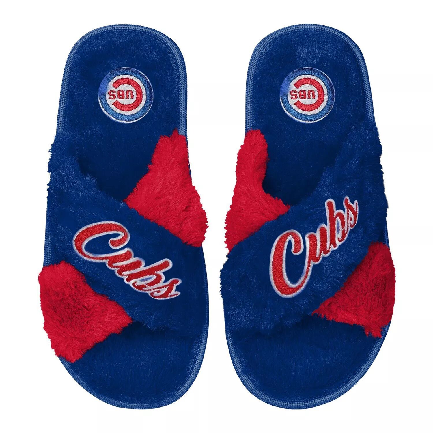 

Женские двухцветные шлёпанцы из искусственного меха FOCO Royal Chicago Cubs