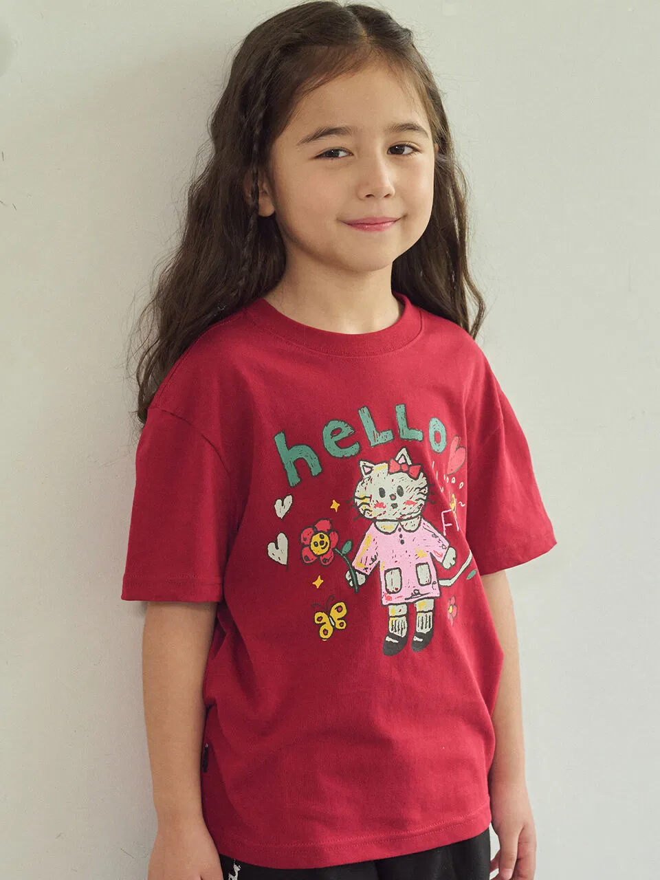 Детская футболка "Hello Flower" бордовая от Cpgn Kids — фото 2