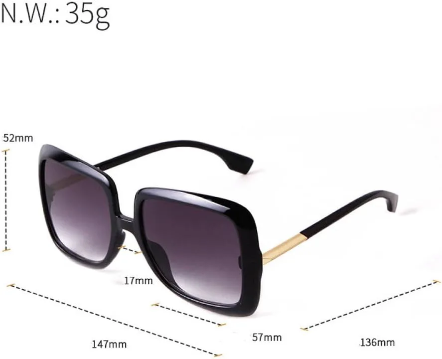 

Винтажные солнцезащитные очки в крупной оправе с защитой от УФ-излучения UV400, стильные солнцезащитные очки для женщин, модные очки MTZJH, C1 Bright Black Grey