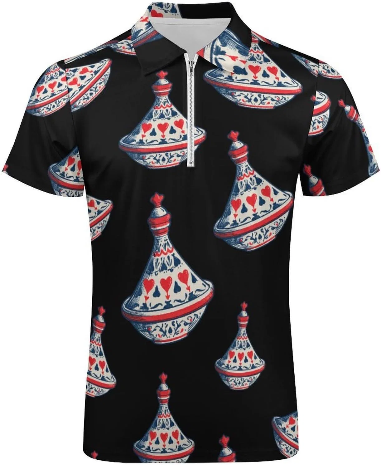 Мужская polo рубашка с коротким рукавом, полузастежка на молнии, спортивная, Slim Fit — фото 4