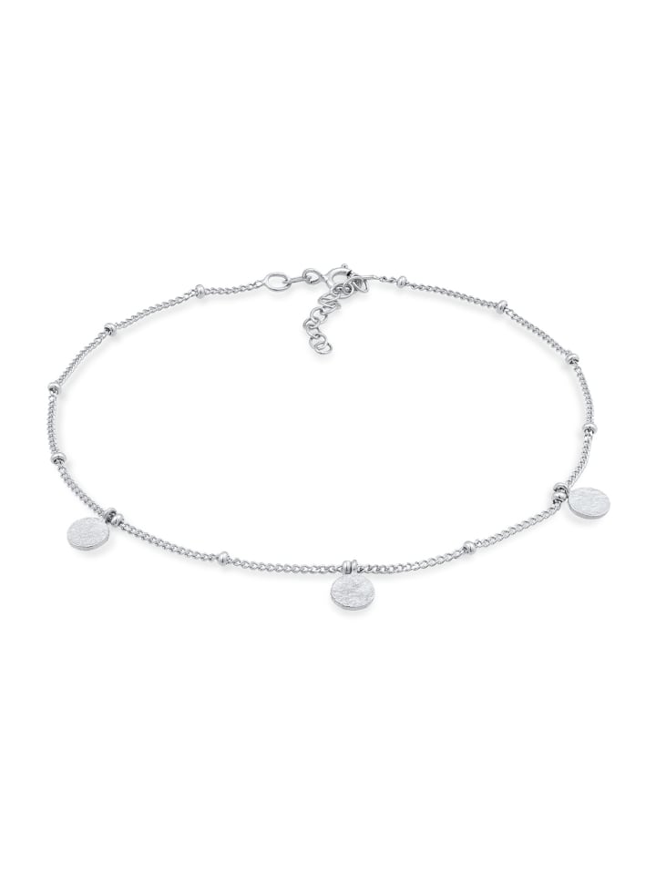 

Elli Браслет Fußschmuck 925 Sterling Silber Kreis, Kugel, Plättchen in Silber