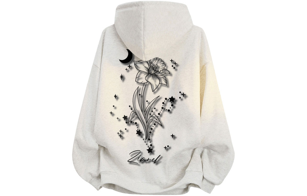 

Толстовка Unisex Hooded Moderate Heavyweight ZIAREL, белый heather серый