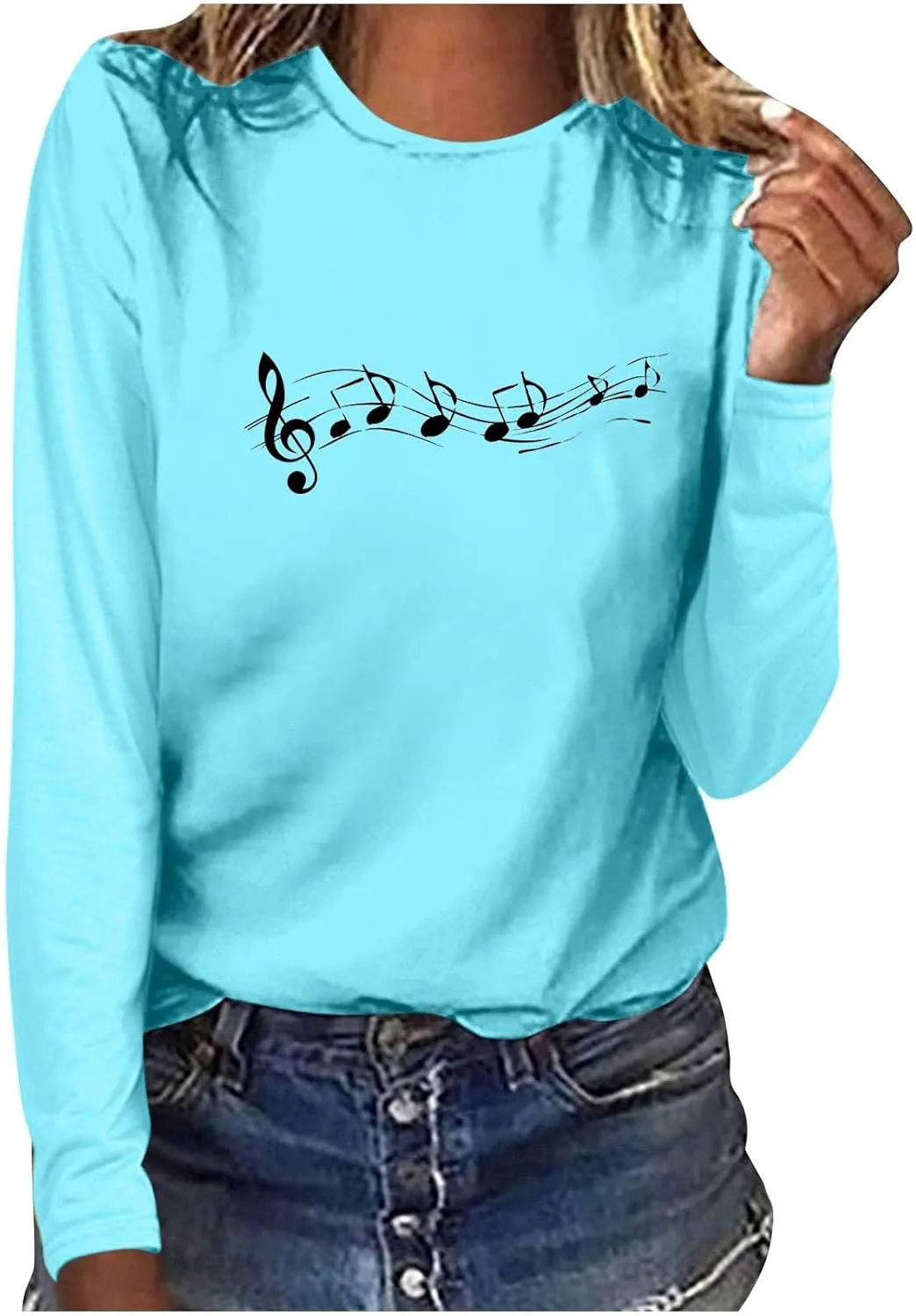 

Женская футболка с длинным рукавом и круглым вырезом, Casual, Plus Size