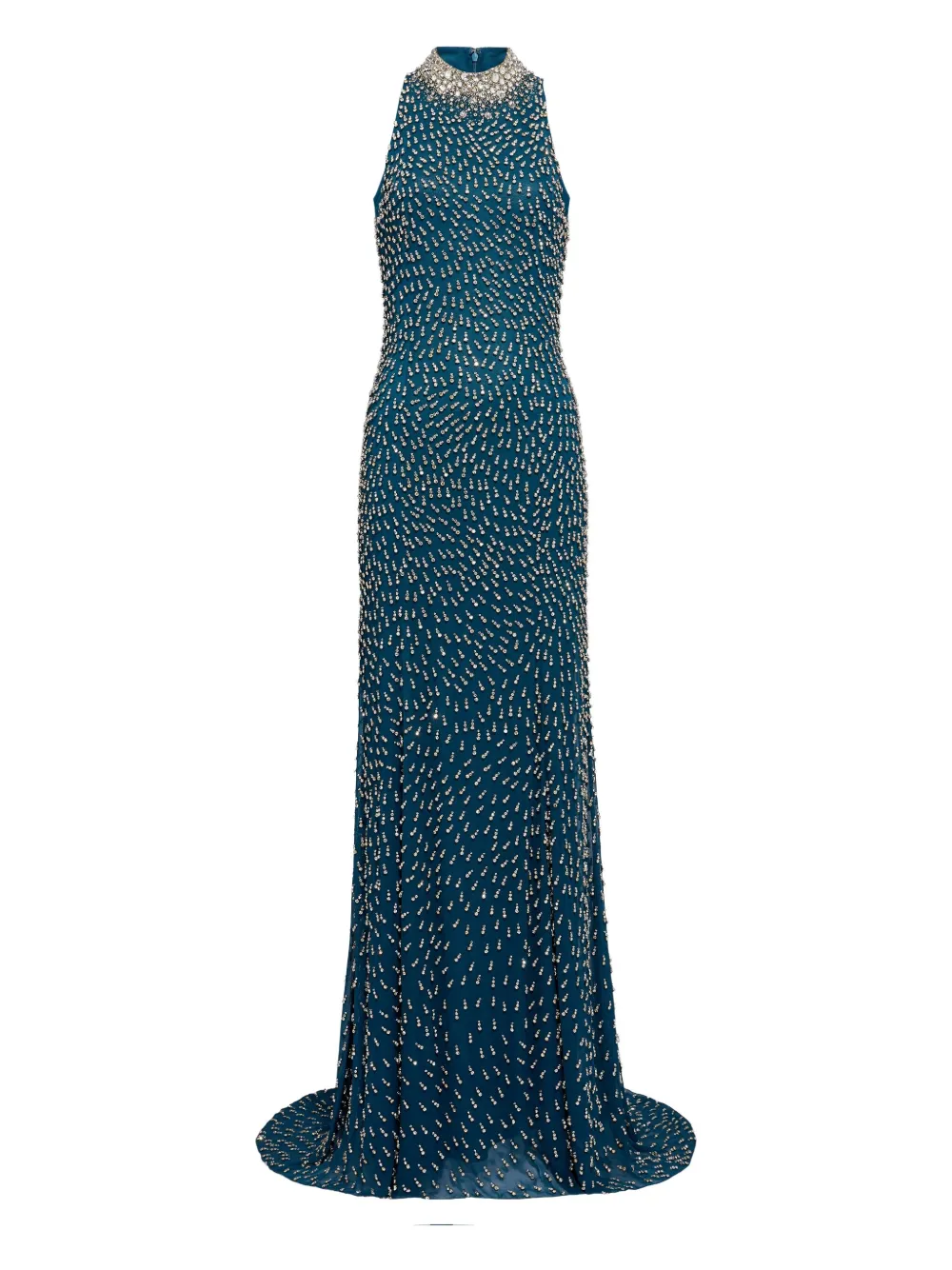 

Декорированное платье макси с высоким воротником Jenny Packham, синий