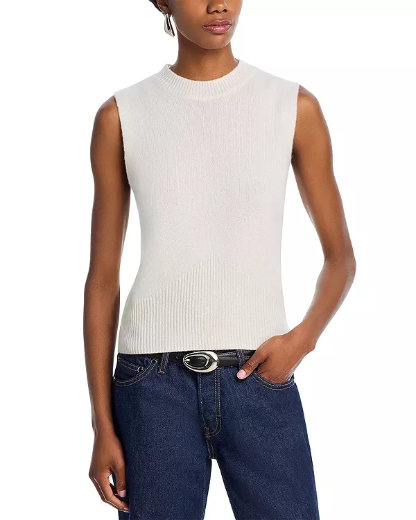 

Свитер-Жилет Aqua из 100% кашемира с круглым вырезом - эксклюзив Aqua, белый