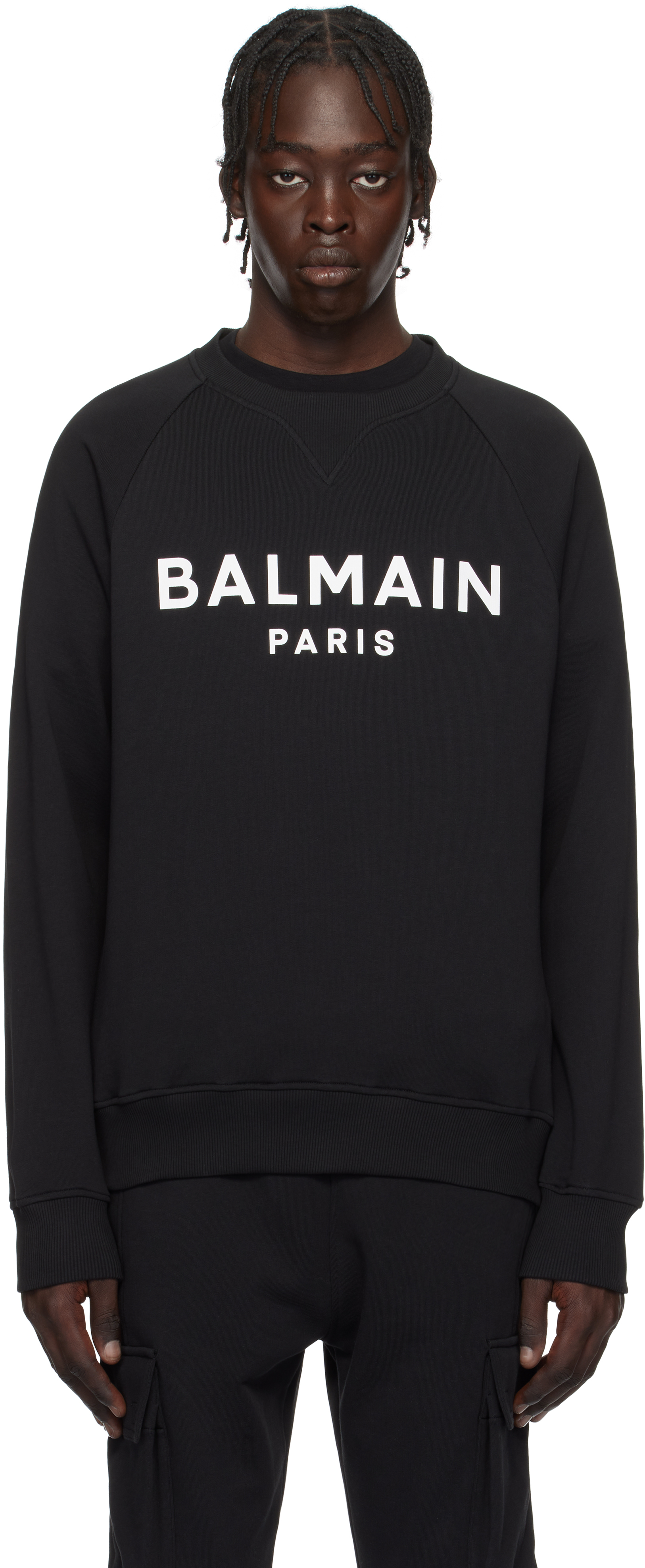 

Черная толстовка с принтом «Париж» Balmain, черный/белый