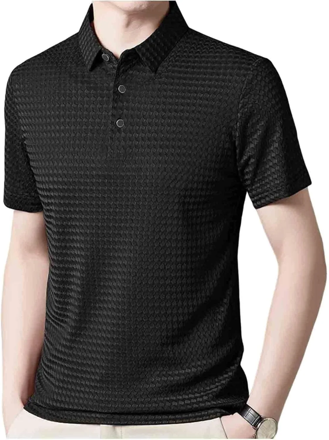 

Футболка-поло для мужчин с коротким рукавом и тремя пуговицами