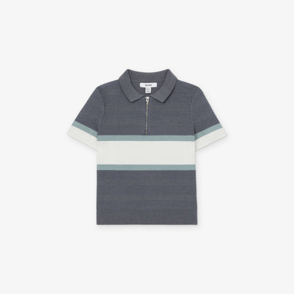 

Трикотажная поло с фактурным узором Grove, 3-9 лет Reiss, синий