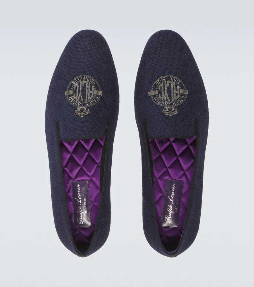 Льняные лоферы Alonzo с вышивкой Ralph Lauren Purple Label, синий — фото 4