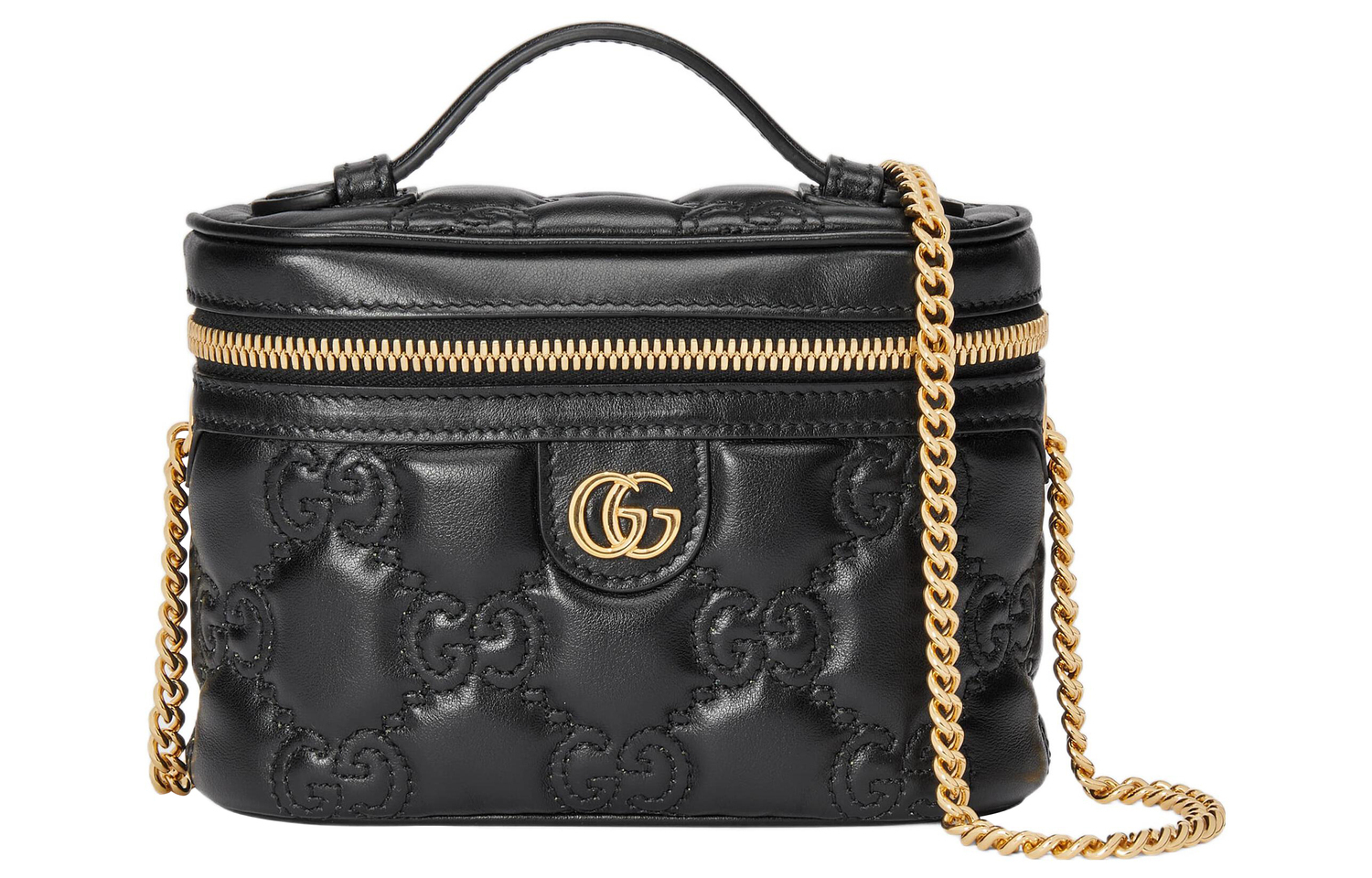 

Сумка GG Matelassé из кожи с ручкой, косметичка, через плечо, мини женская черная GUCCI
