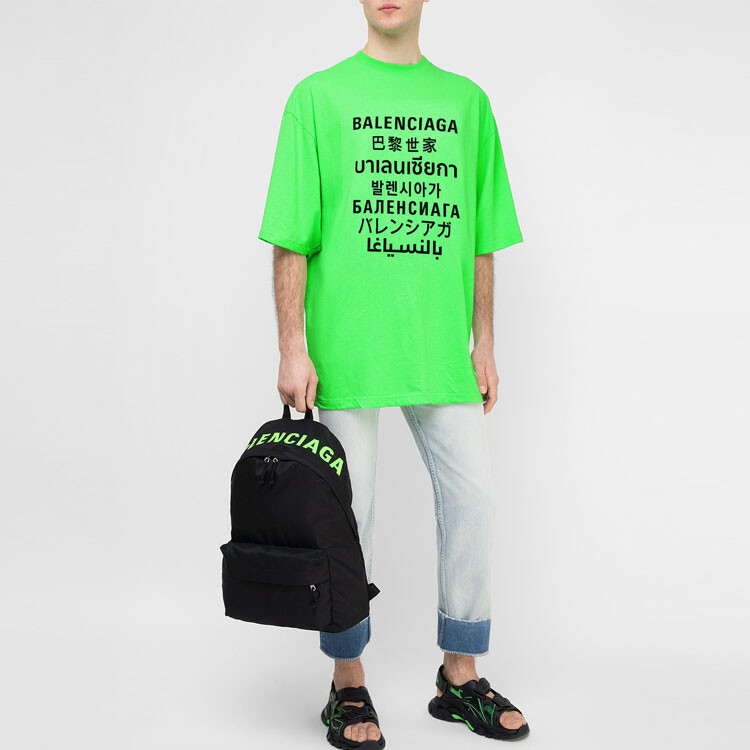 Футболка большого размера из полиэстера Balenciaga, зеленый — фото 2