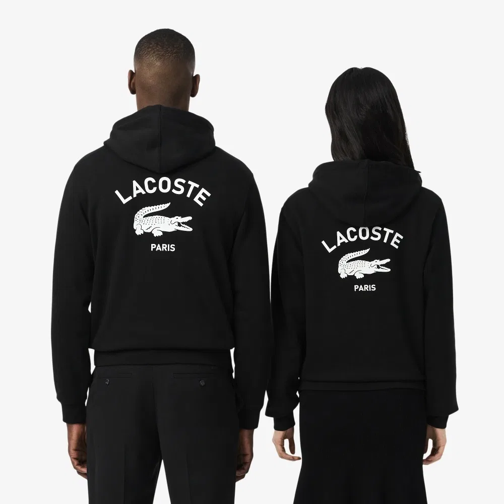 Мужское худи с мягким брендингом, чёрное, от Lacoste — фото 3