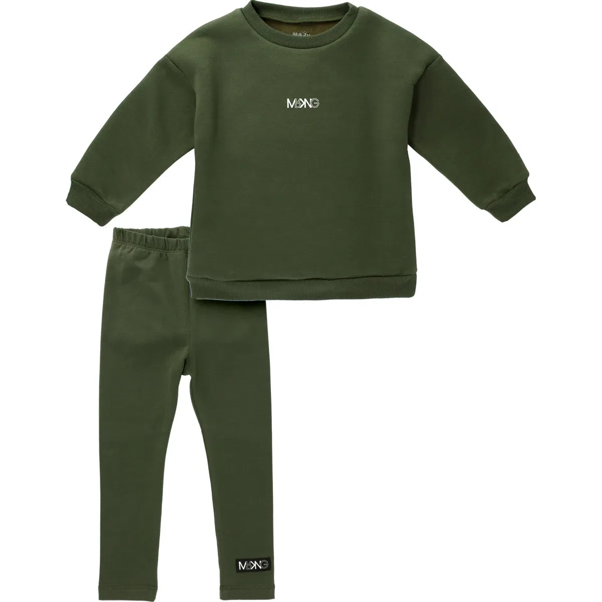 Свитер в комплекте с леггинсами, оверсайз, MaBu Kids, зеленый
