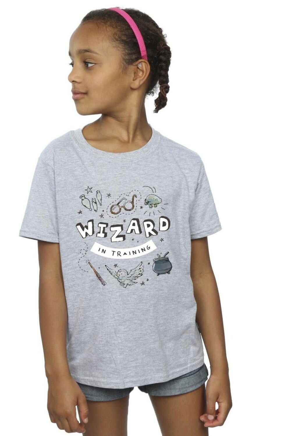 

Хлопковая футболка Wizard In Training Harry Potter, серый