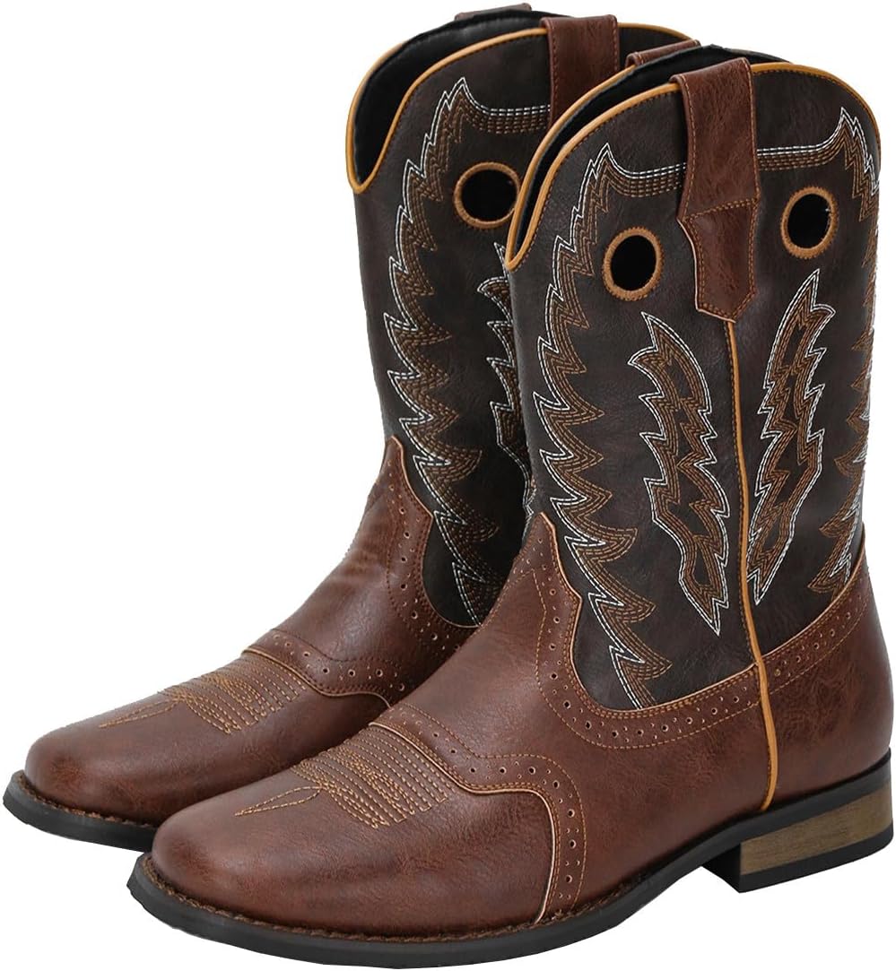 

Мужские вестерн-ботинки Santimon с квадратным носком и отверстиями для пальцев, и для верховой езды, коричневый