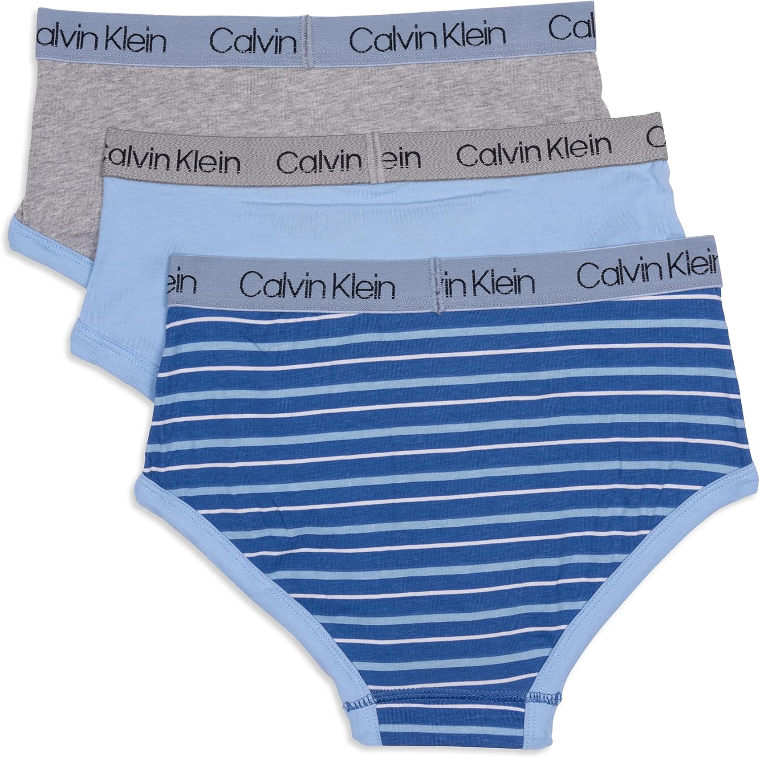 Комплект из 3 трусиков-брифов Calvin Klein для мальчиков Little Modern из хлопка разных цветов, Blue And Grey Stripe, Blue Bell, Heather Grey — фото 2