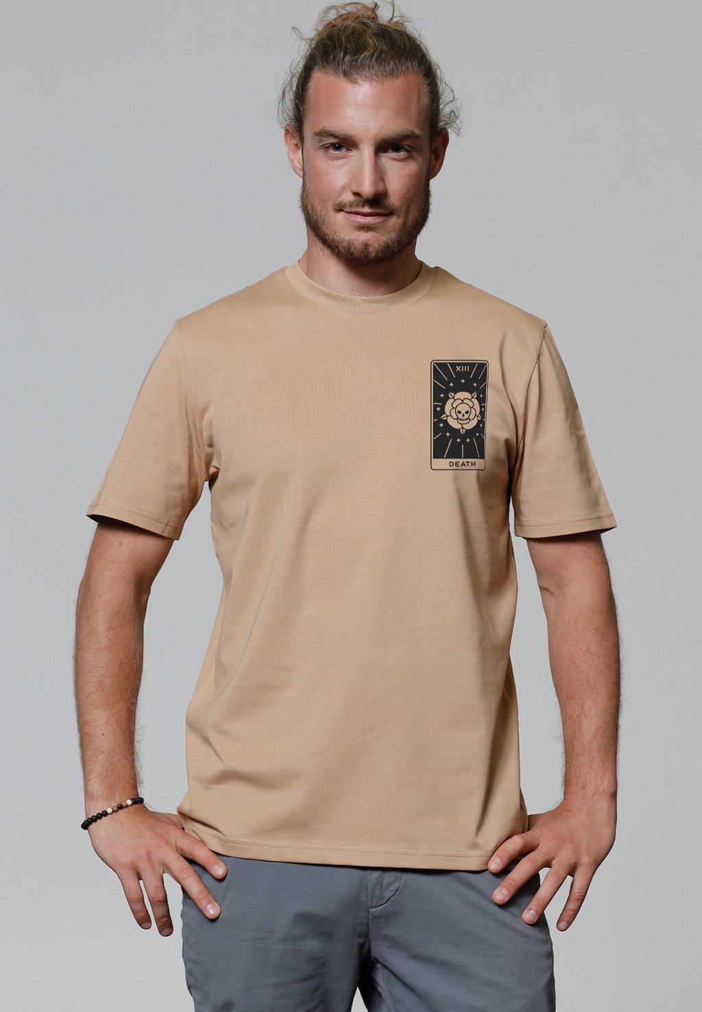 

Футболка с принтом TAROT DEATH watapparel, бежевый