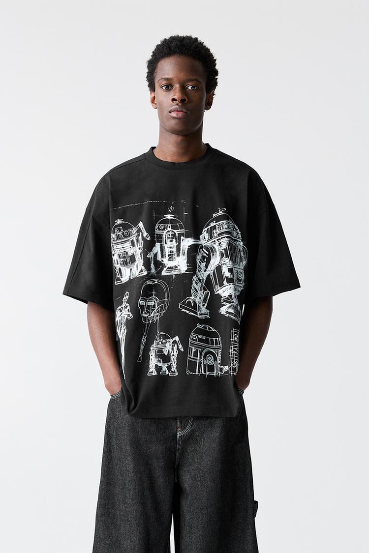 

Черная футболка Звездные войны Pull And Bear, черный