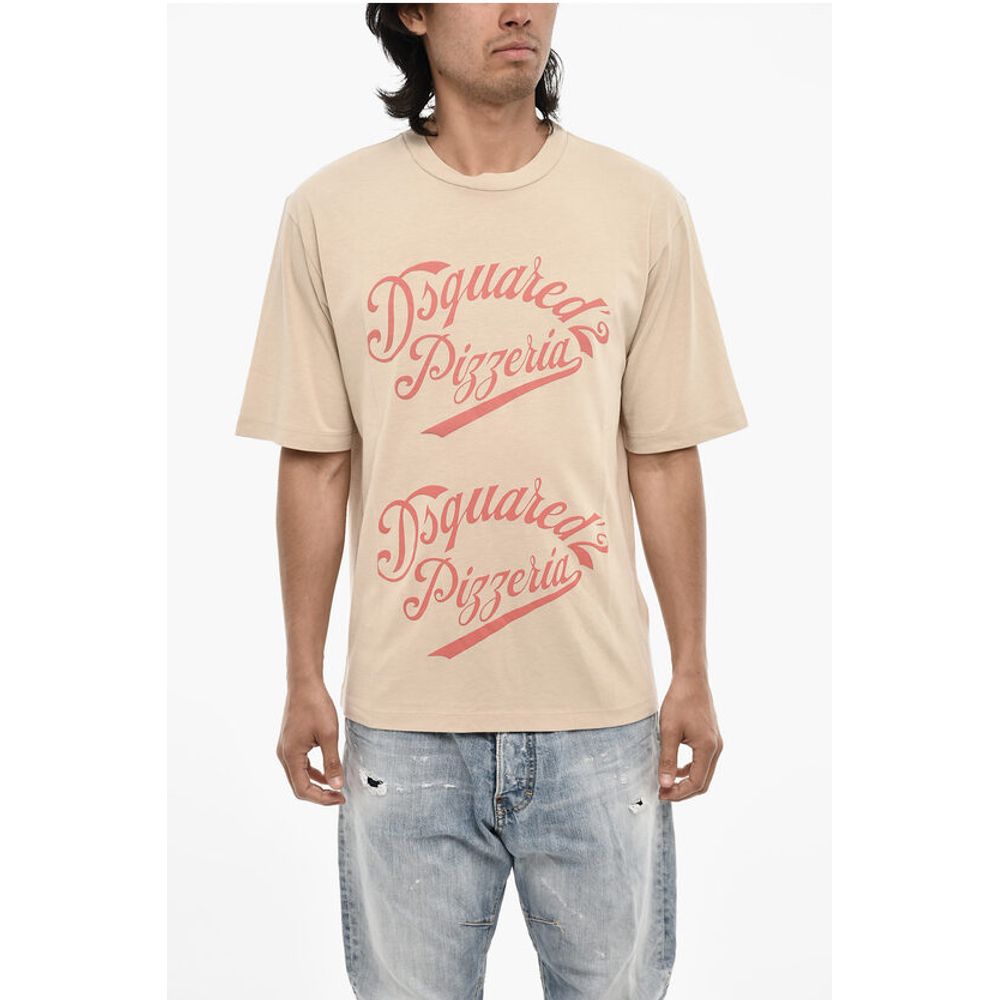 

Футболка из хлопка с круглым вырезом и принтом Dsquared2, Beige